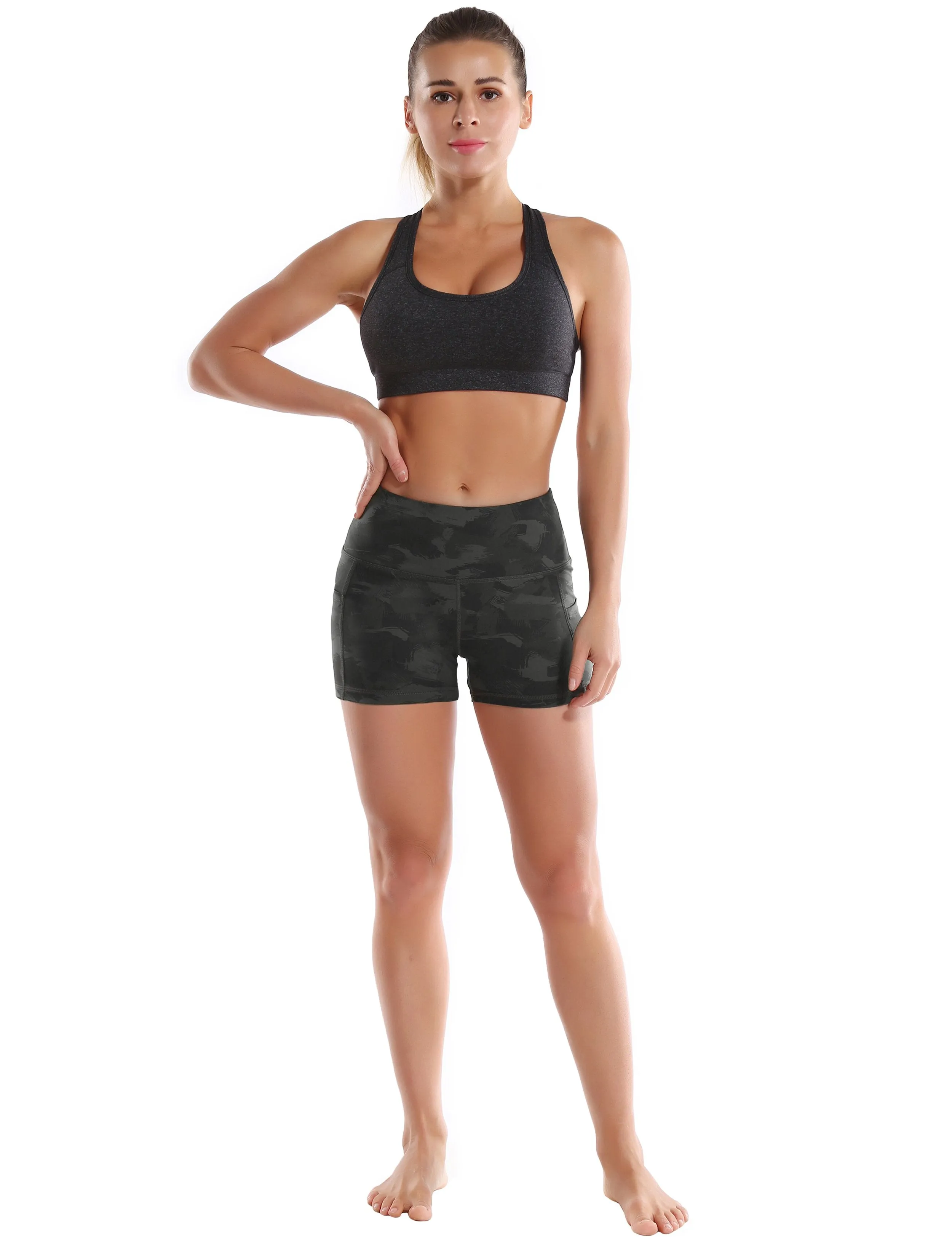 2.5" Printed Side Pockets Gym Shorts dimgray brushcamo ins_Gym