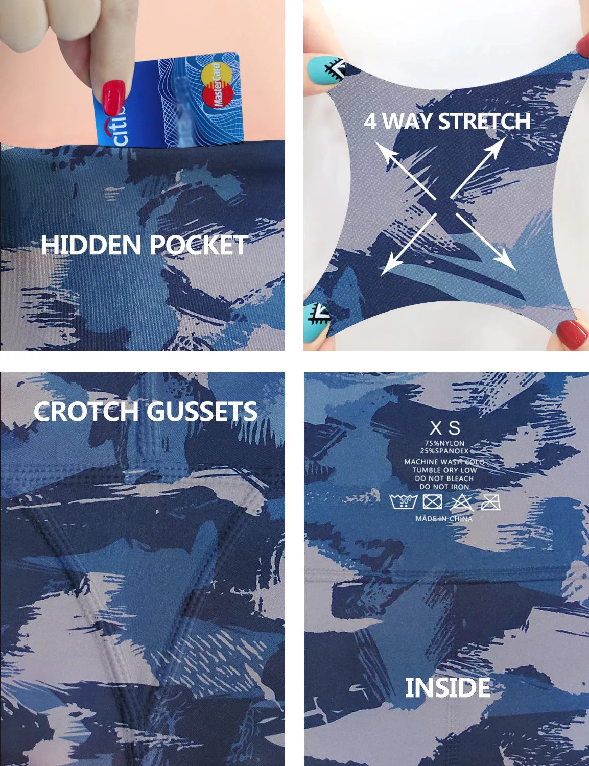 2.5" Printed Side Pockets Pilates Shorts navy brushcamo_Pilates