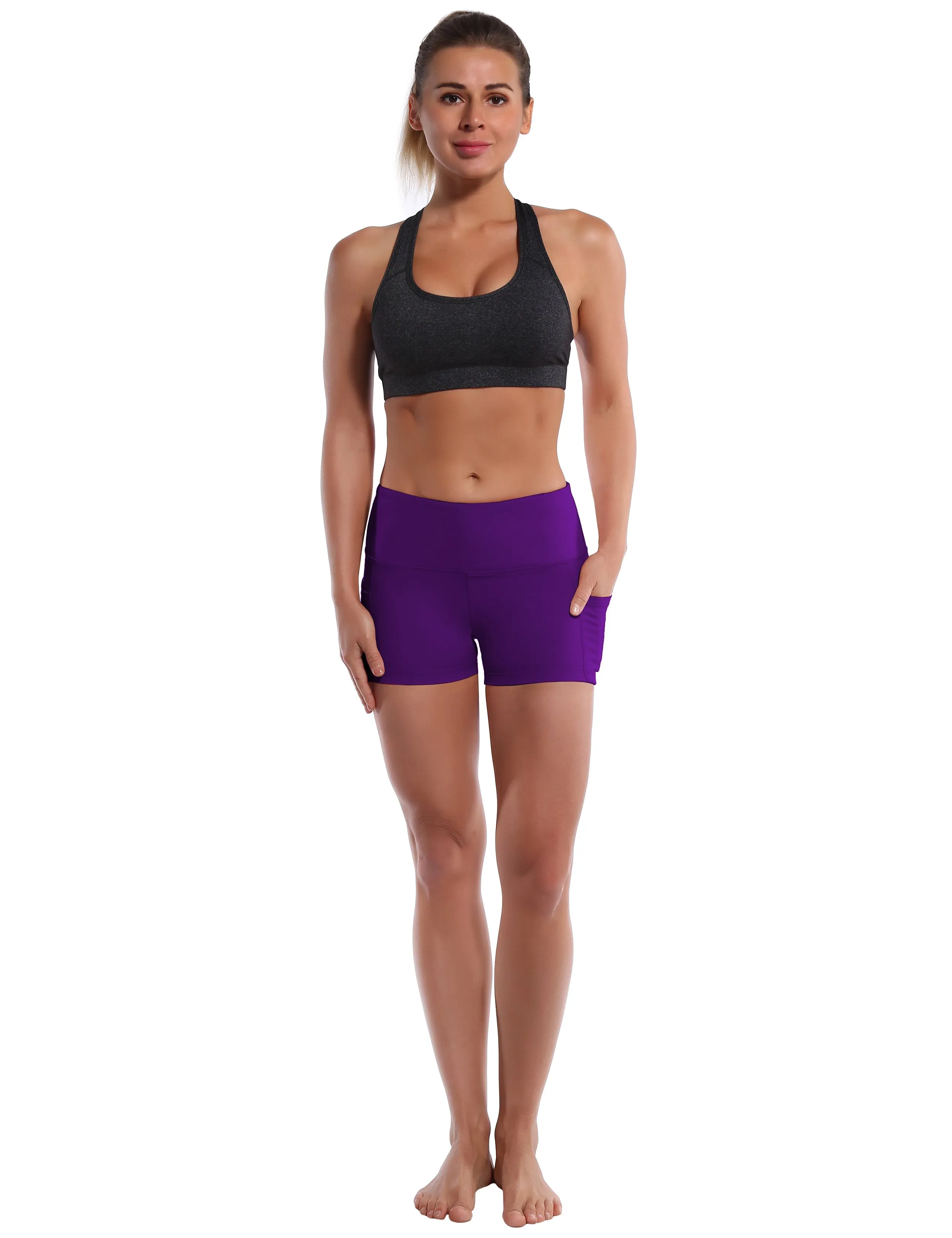 2.5" Side Pockets Pilates Shorts eggplantpurple_Pilates
