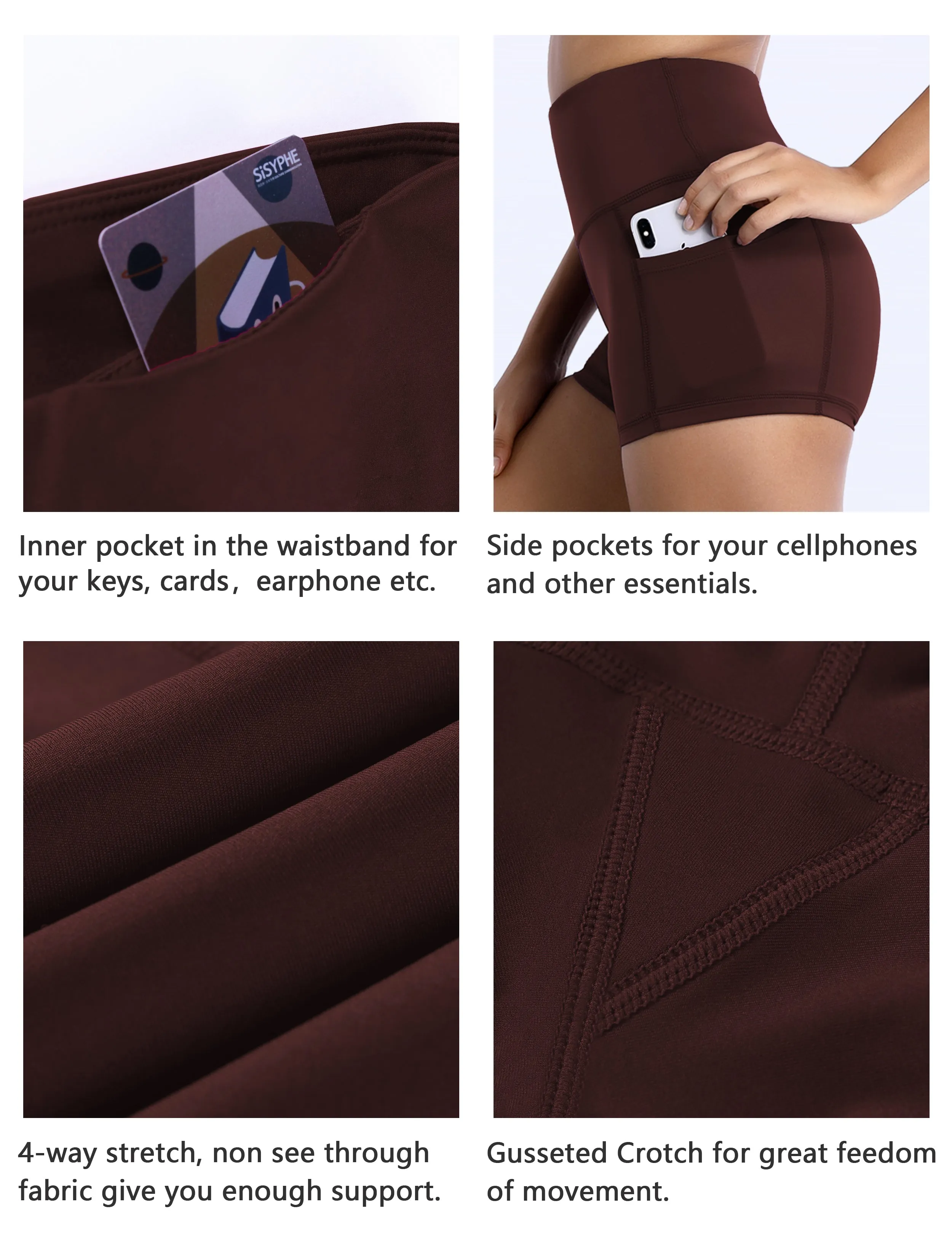 2.5" Side Pockets Pilates Shorts mahoganymaroon_Pilates