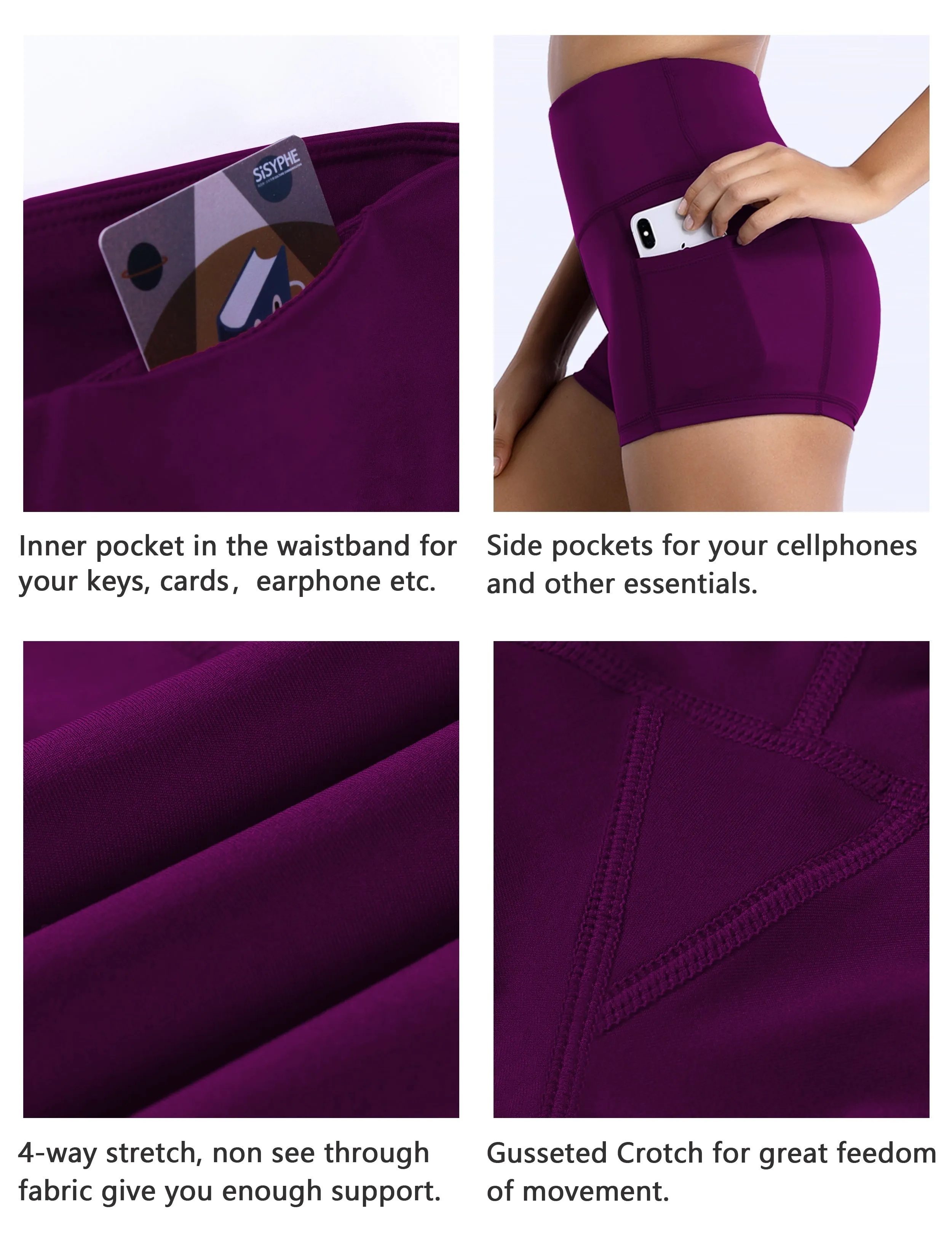 2.5" Side Pockets Pilates Shorts plum_Pilates