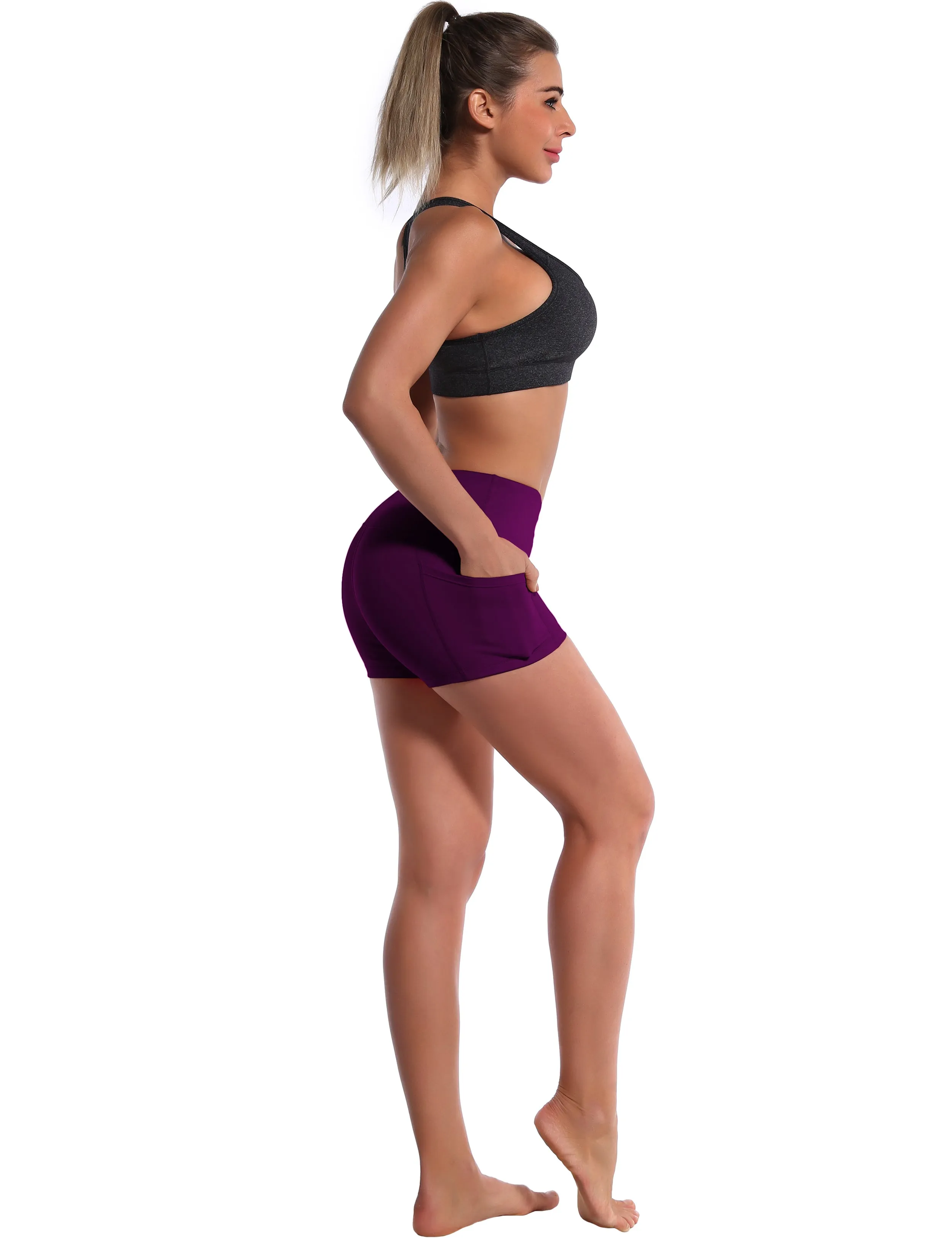 2.5" Side Pockets Pilates Shorts plum_Pilates