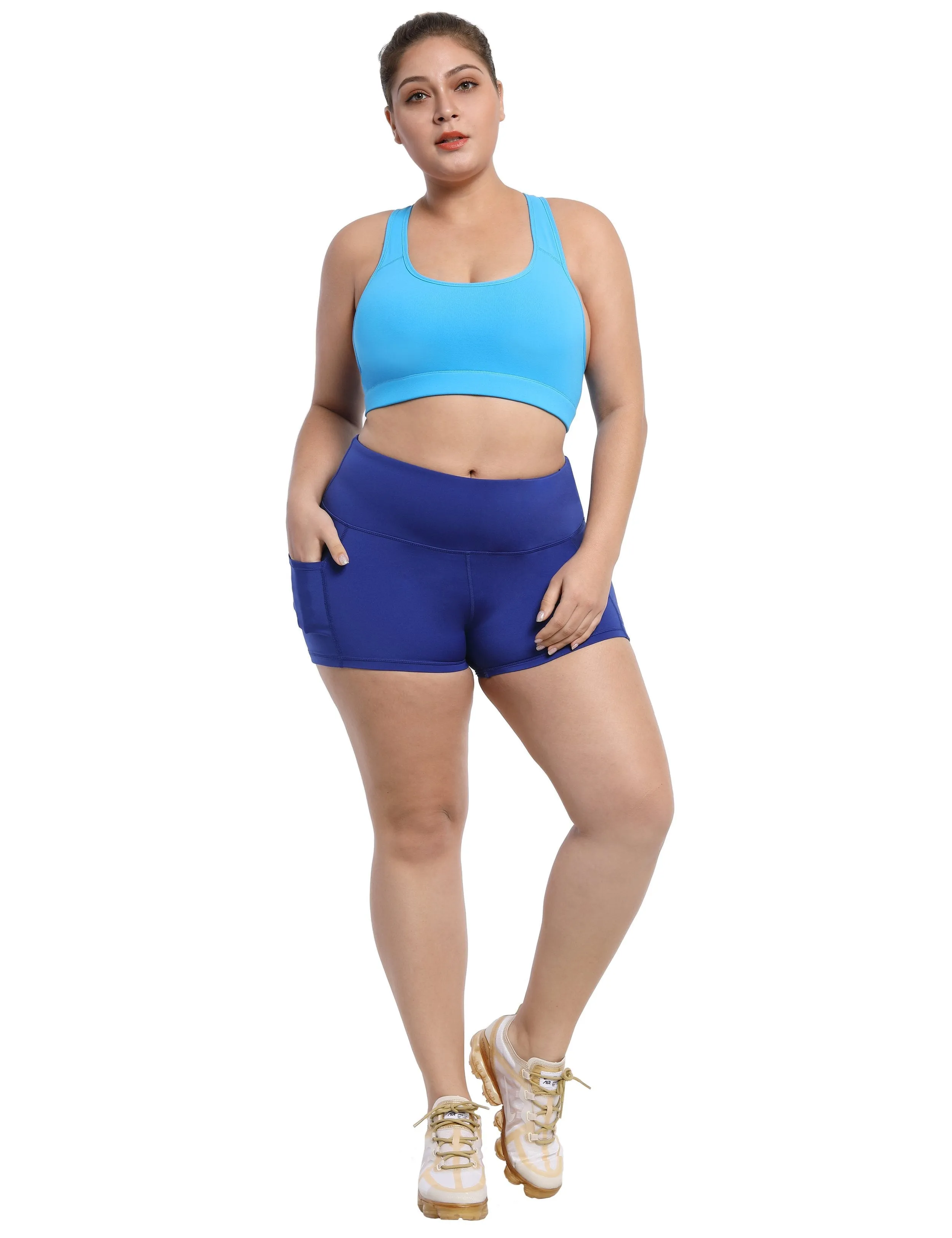 2.5" Side Pockets Plus Size Shorts navy ins_Plus Size