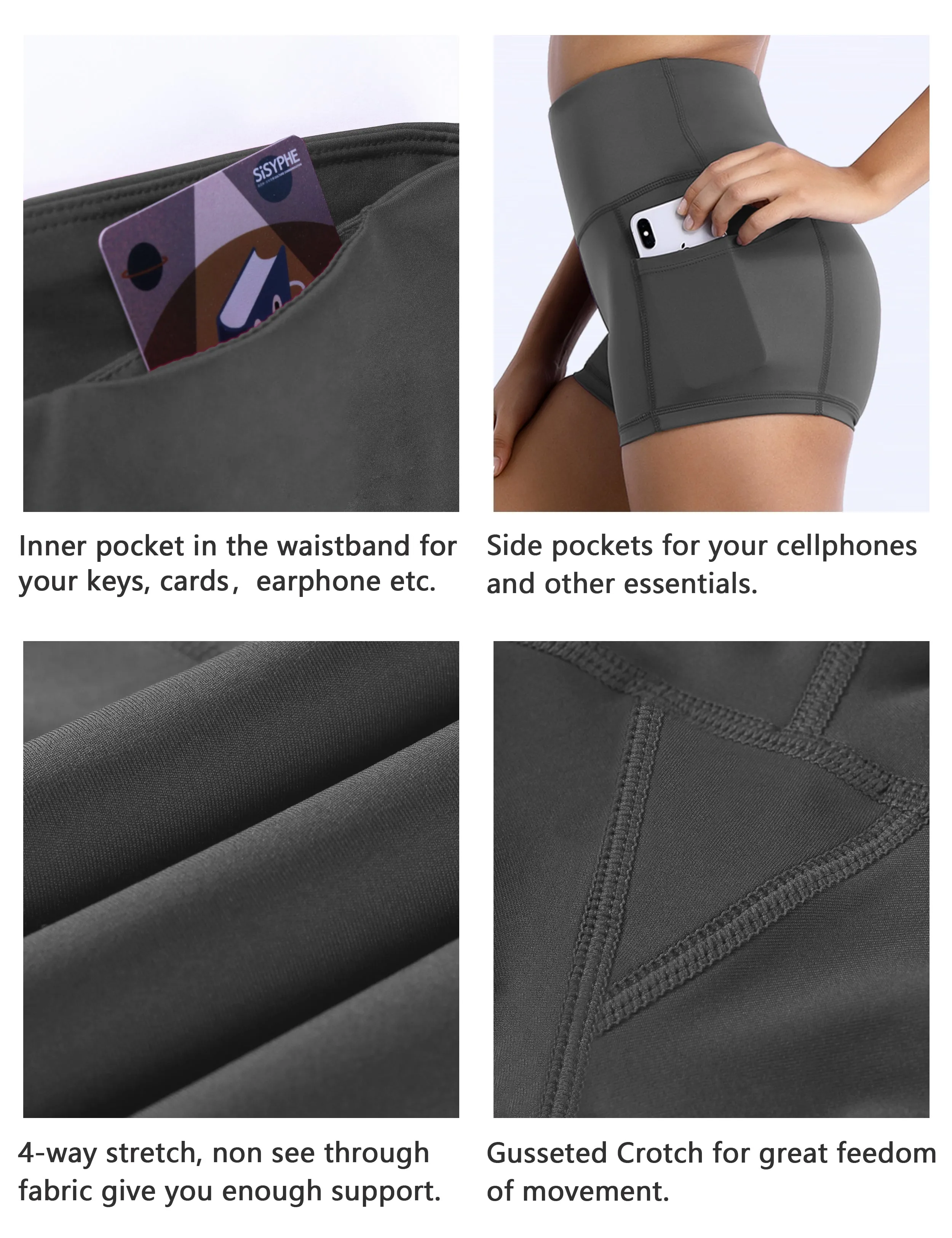 2.5" Side Pockets yogastudio Shorts shadowcharcoal_yogastudio
