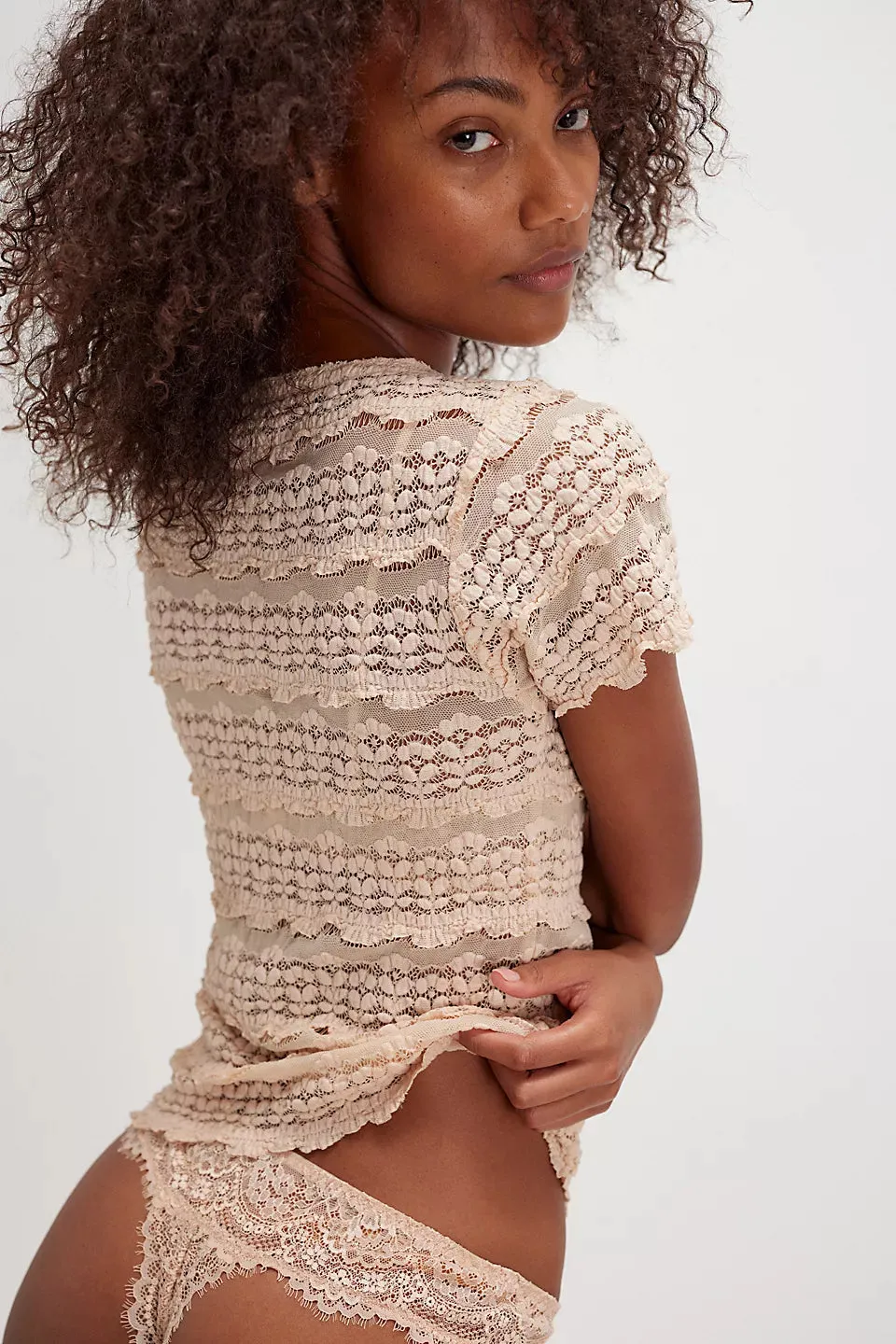 Angelina Lace Tee - Tea