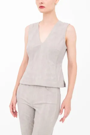 Bailee Double V Neck Jean Tank - Ash