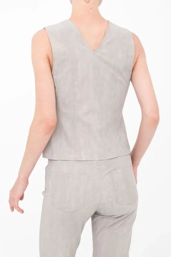 Bailee Double V Neck Jean Tank - Ash