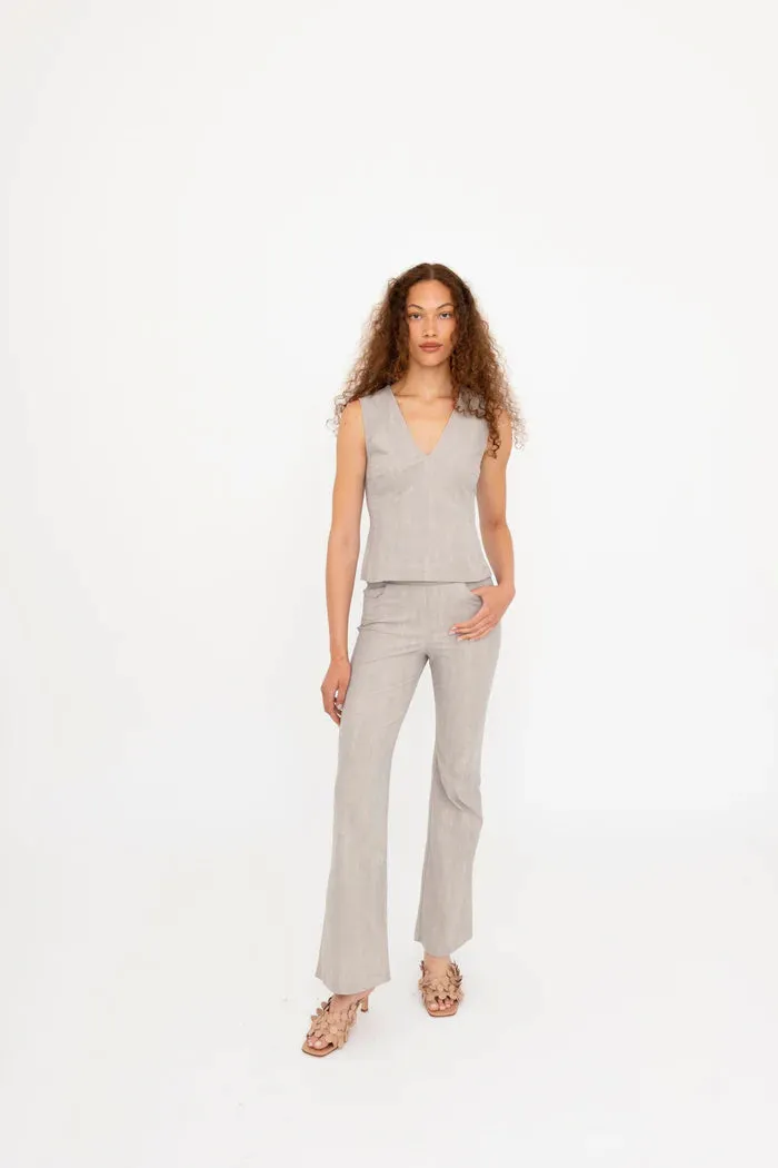 Bailee Double V Neck Jean Tank - Ash