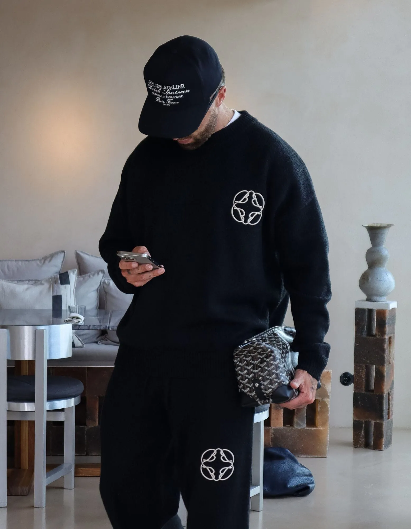 Black Cropped Mohair Knit Jumper
