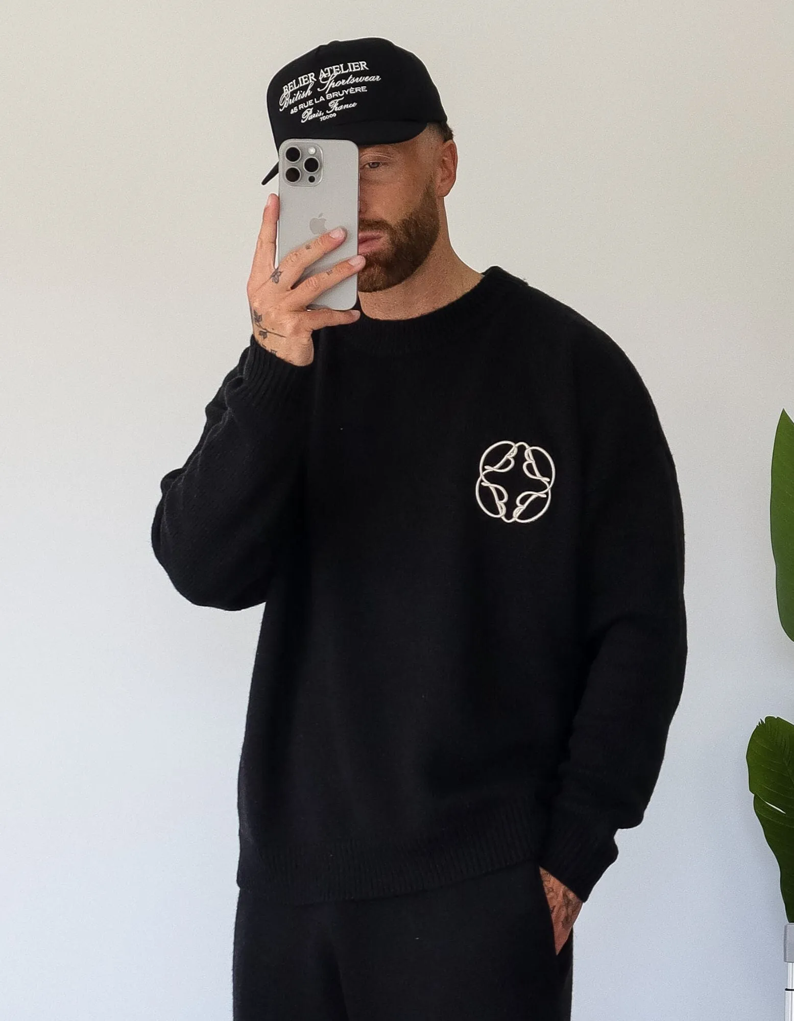 Black Cropped Mohair Knit Jumper