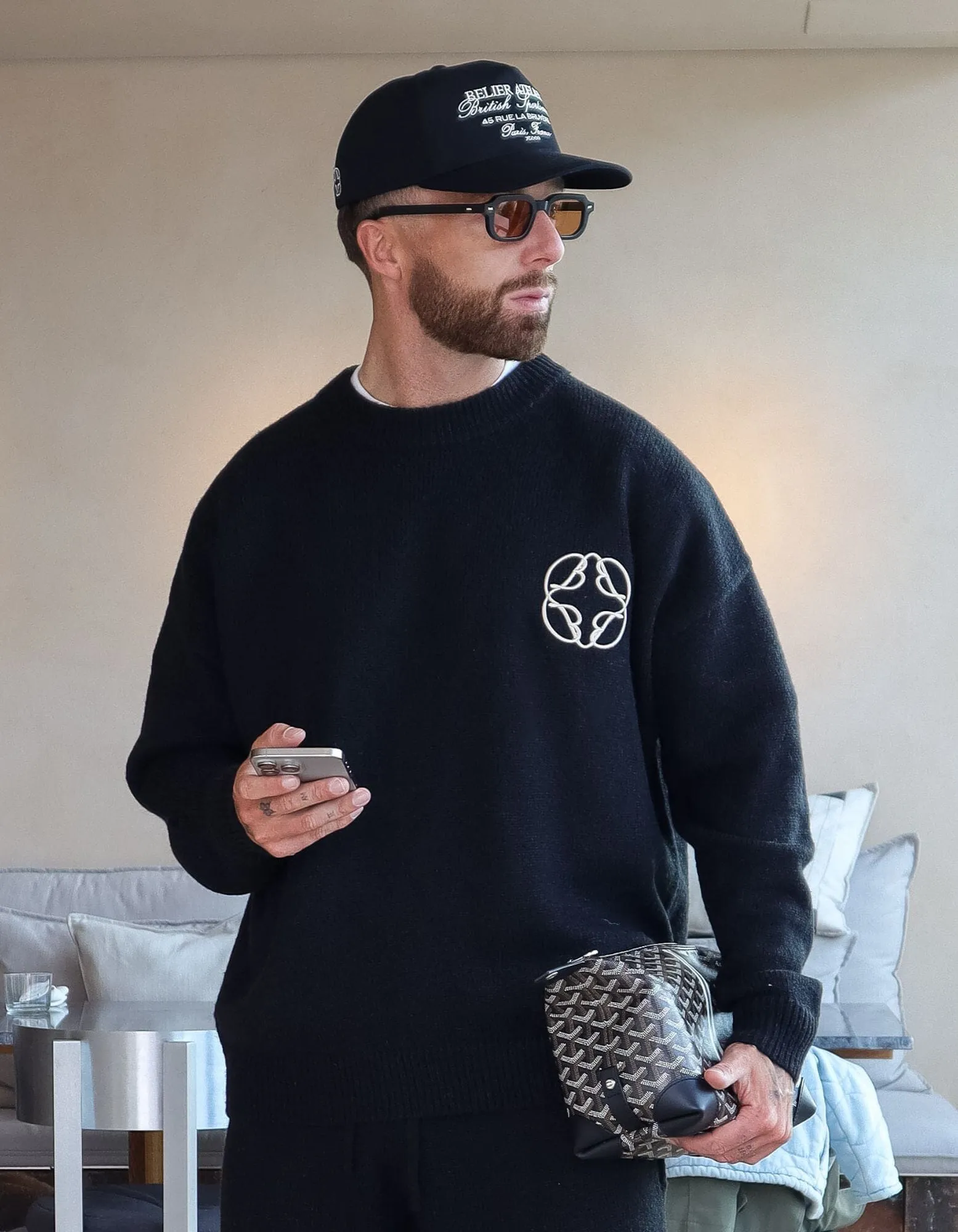 Black Cropped Mohair Knit Jumper