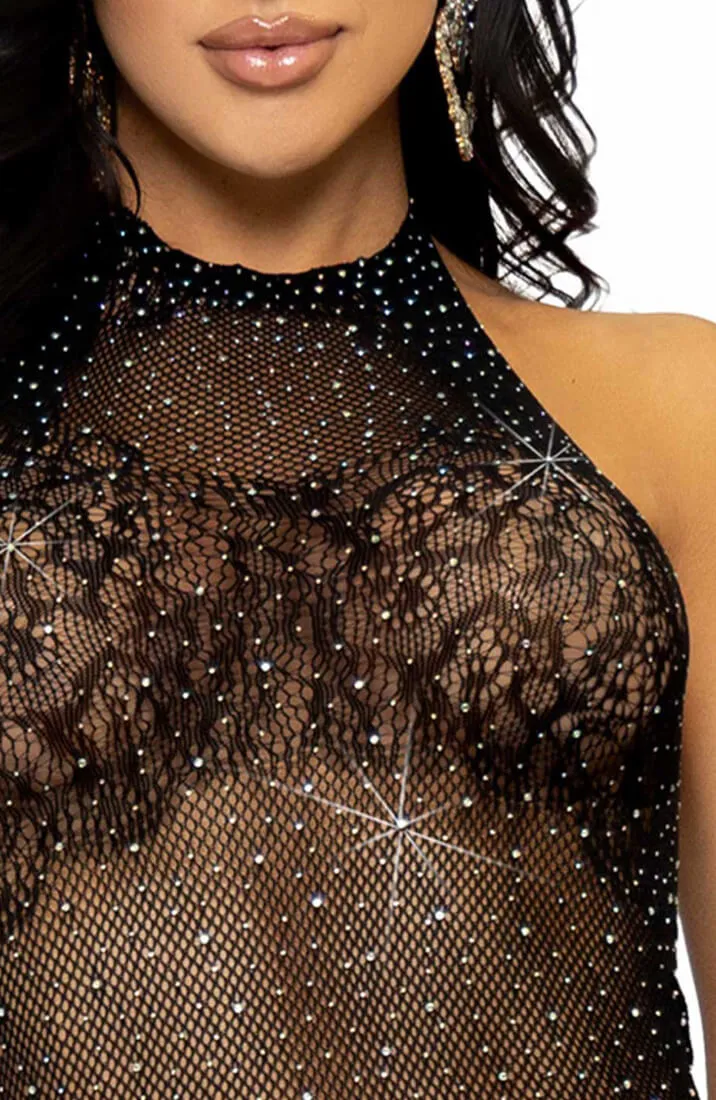 Black lingerie dress with rhinestones - Read My Lips