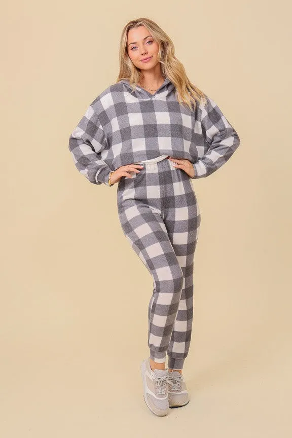 Black White Checkered Plaid Hoodie* - Final Sale