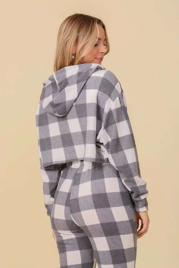 Black White Checkered Plaid Hoodie* - Final Sale