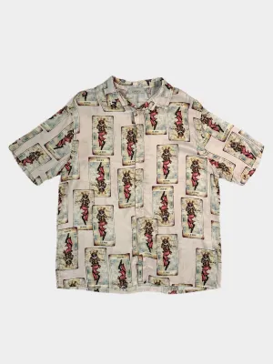 Camicia Satinata Fantasia A Contrasto