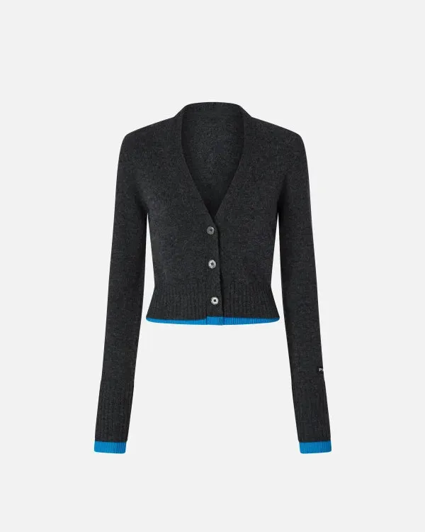 Cashmere Wool Cropped Cardigan - Grey