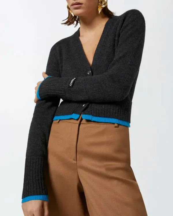 Cashmere Wool Cropped Cardigan - Grey