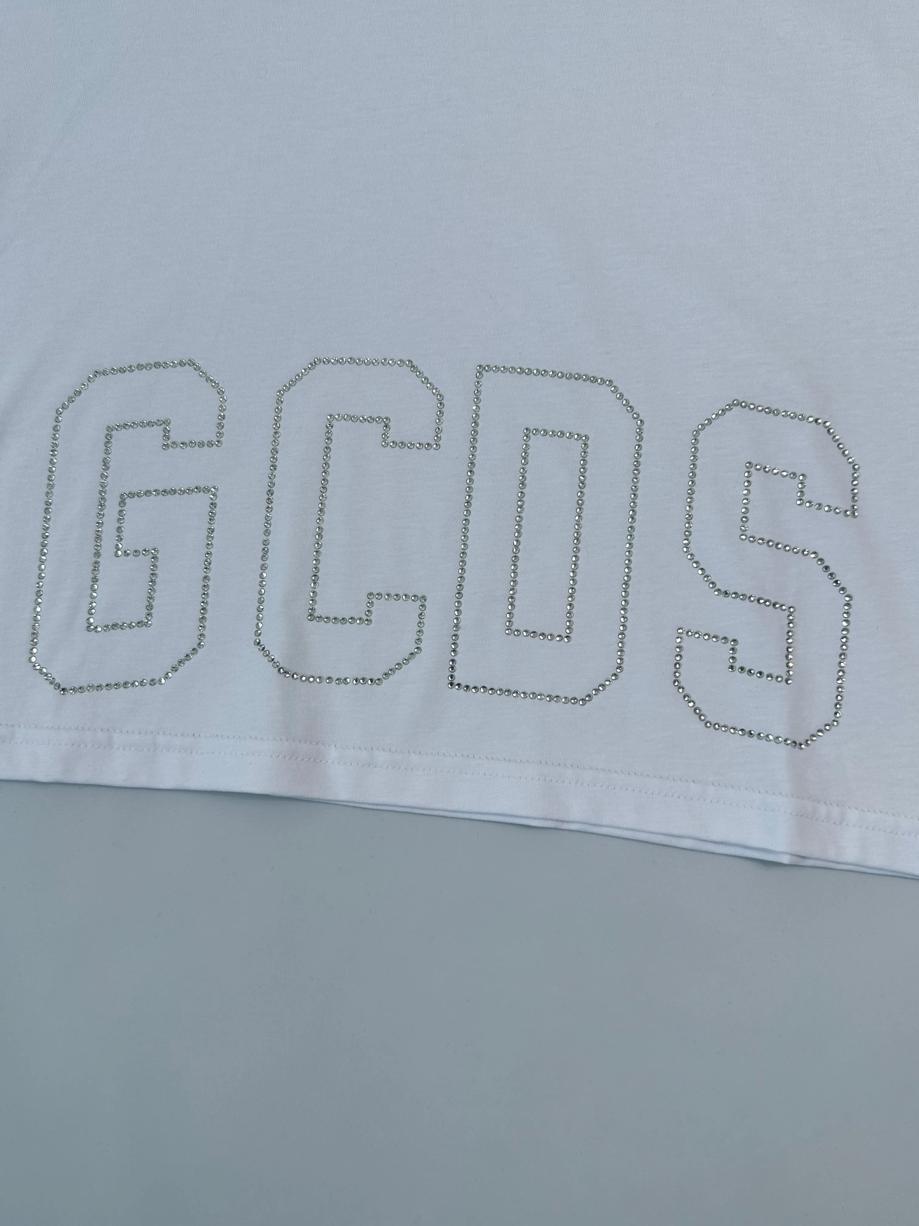 Crop T-Shirt Bianca Con Logo Bling