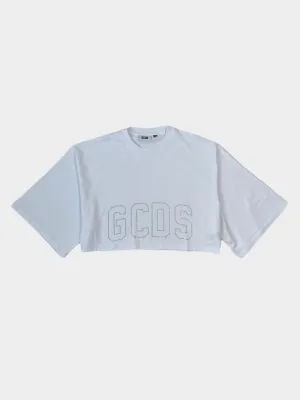 Crop T-Shirt Bianca Con Logo Bling
