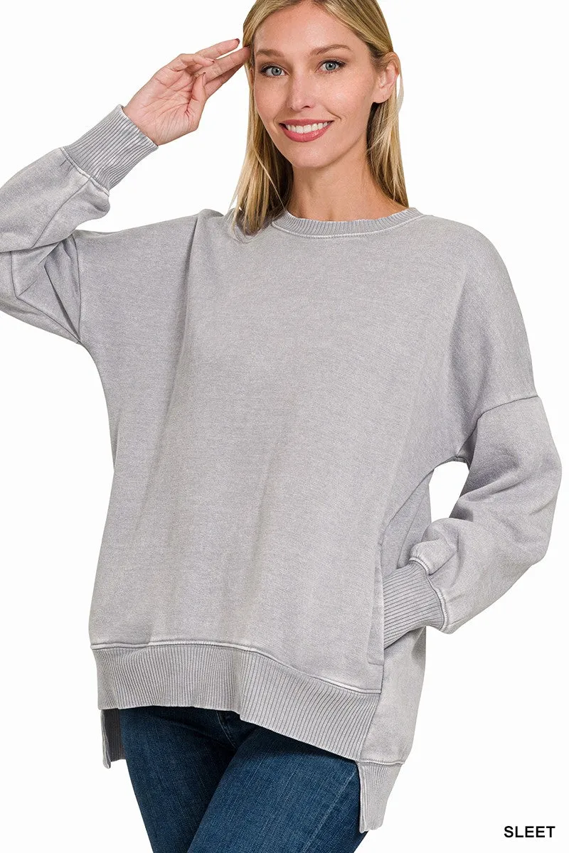 Cuddle Me Cozy Acid Wash Pullover - Final Sale**
