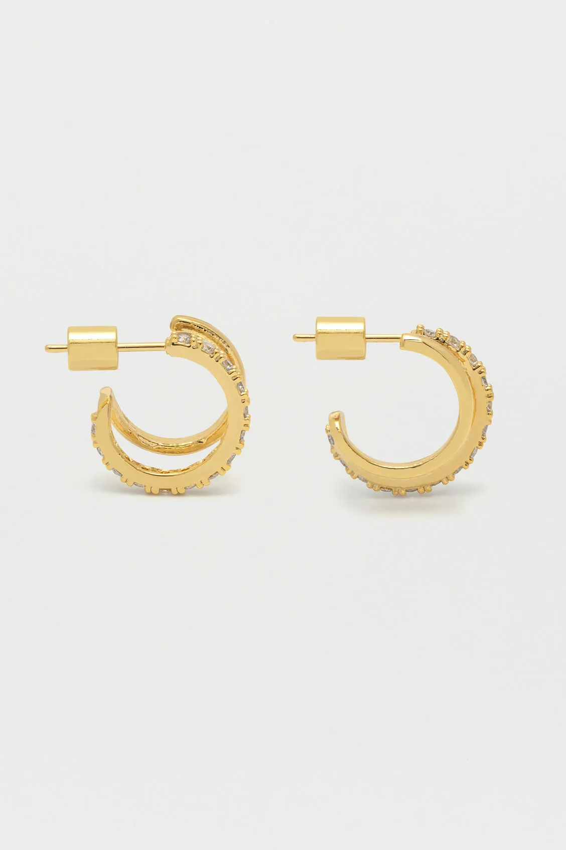 Double Hoop Illusion Pave Earrings