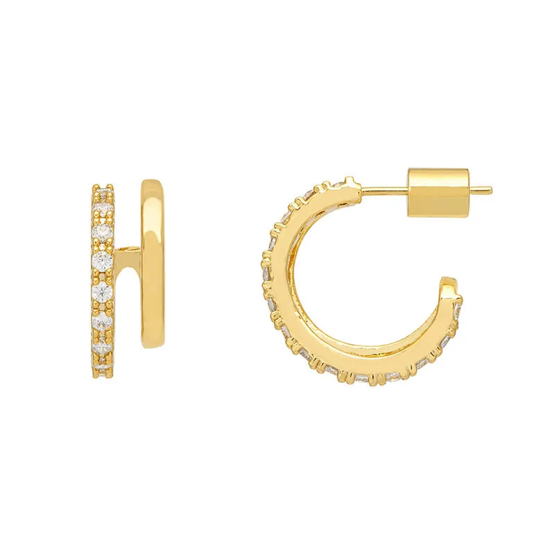 Double Hoop Illusion Pave Earrings