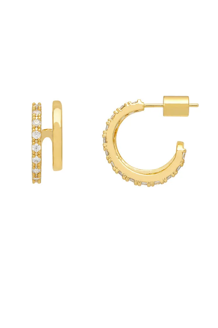 Double Hoop Illusion Pave Earrings
