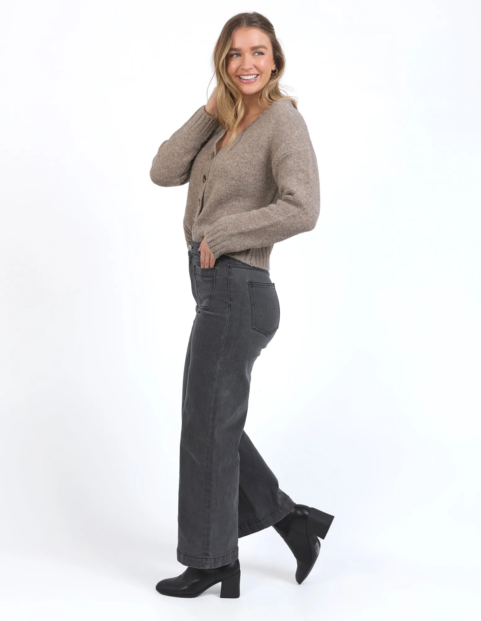Foxwood Sarah Wide Leg Jean Washed Black