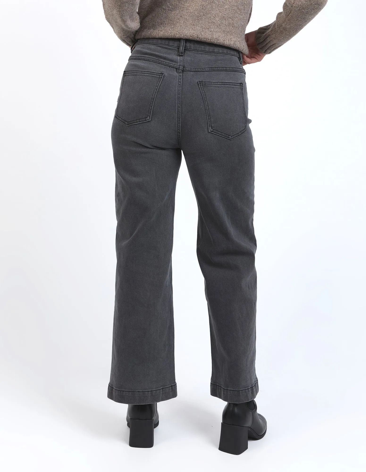 Foxwood Sarah Wide Leg Jean Washed Black