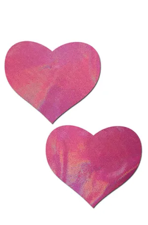 Holographic Bubblegum Pink Heart Pasties