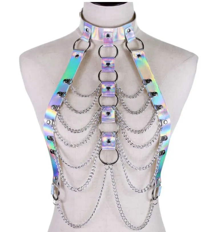 Holographic Chained Chest Harness