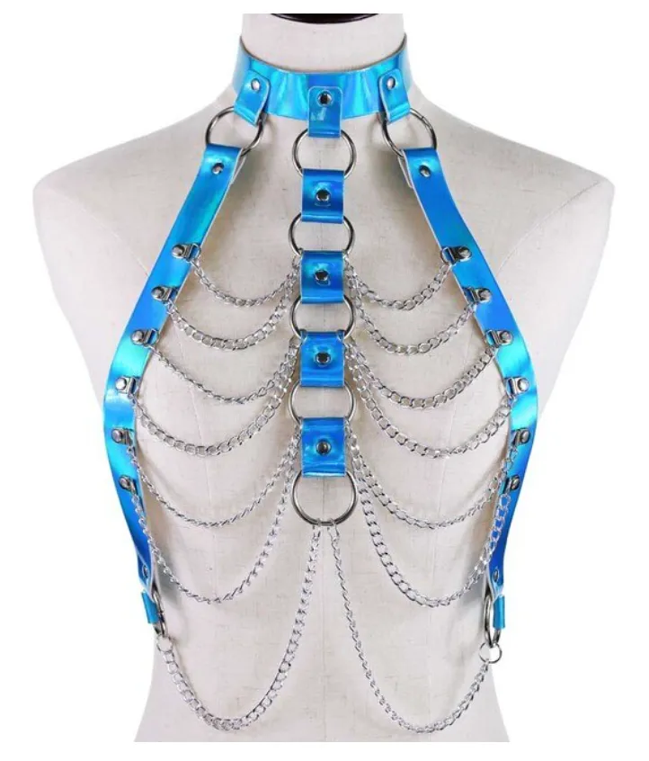 Holographic Chained Chest Harness