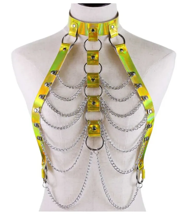 Holographic Chained Chest Harness