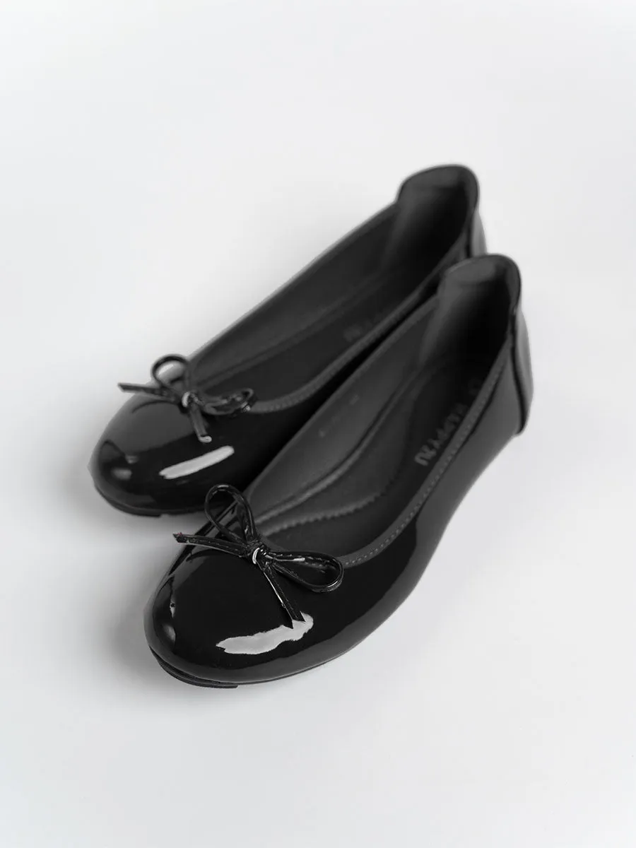 Honey Glossy Ballerina Flats