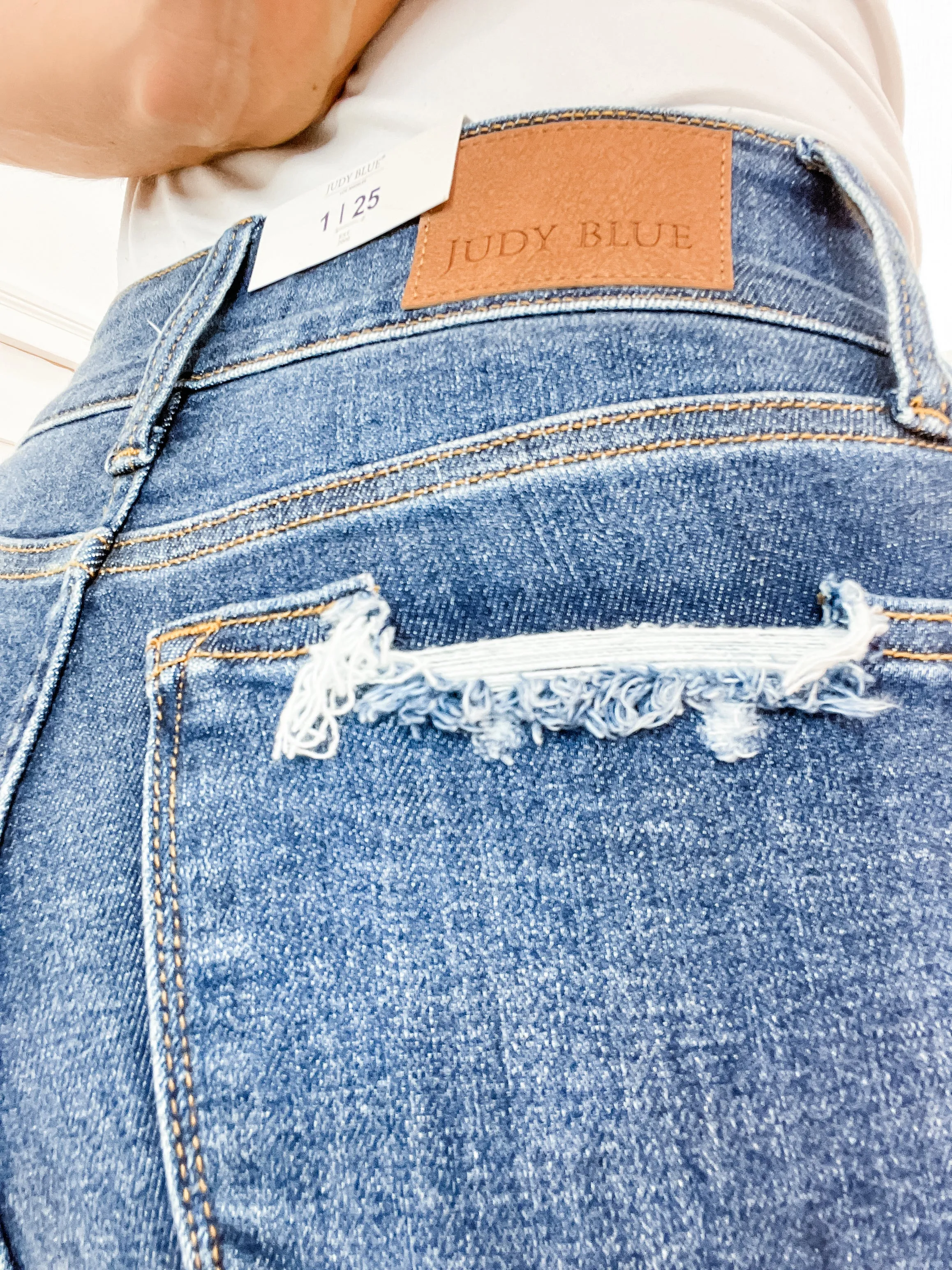 Judy Blue JORDAN Hi Rise Vintage Frayed Hem Bootcut Denim Jean