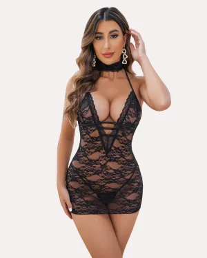 Lace Chemise Halter Dress