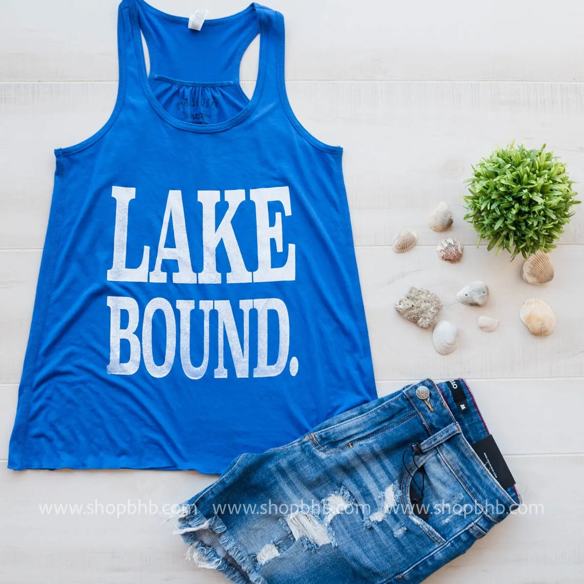 Lake Bound Racerback Tank Top - BLUE** - Final Sale