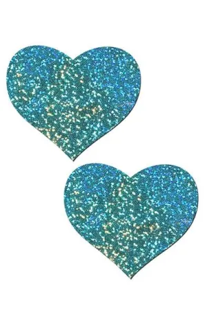 Liquid Twinkling Seafoam Heart Pasties