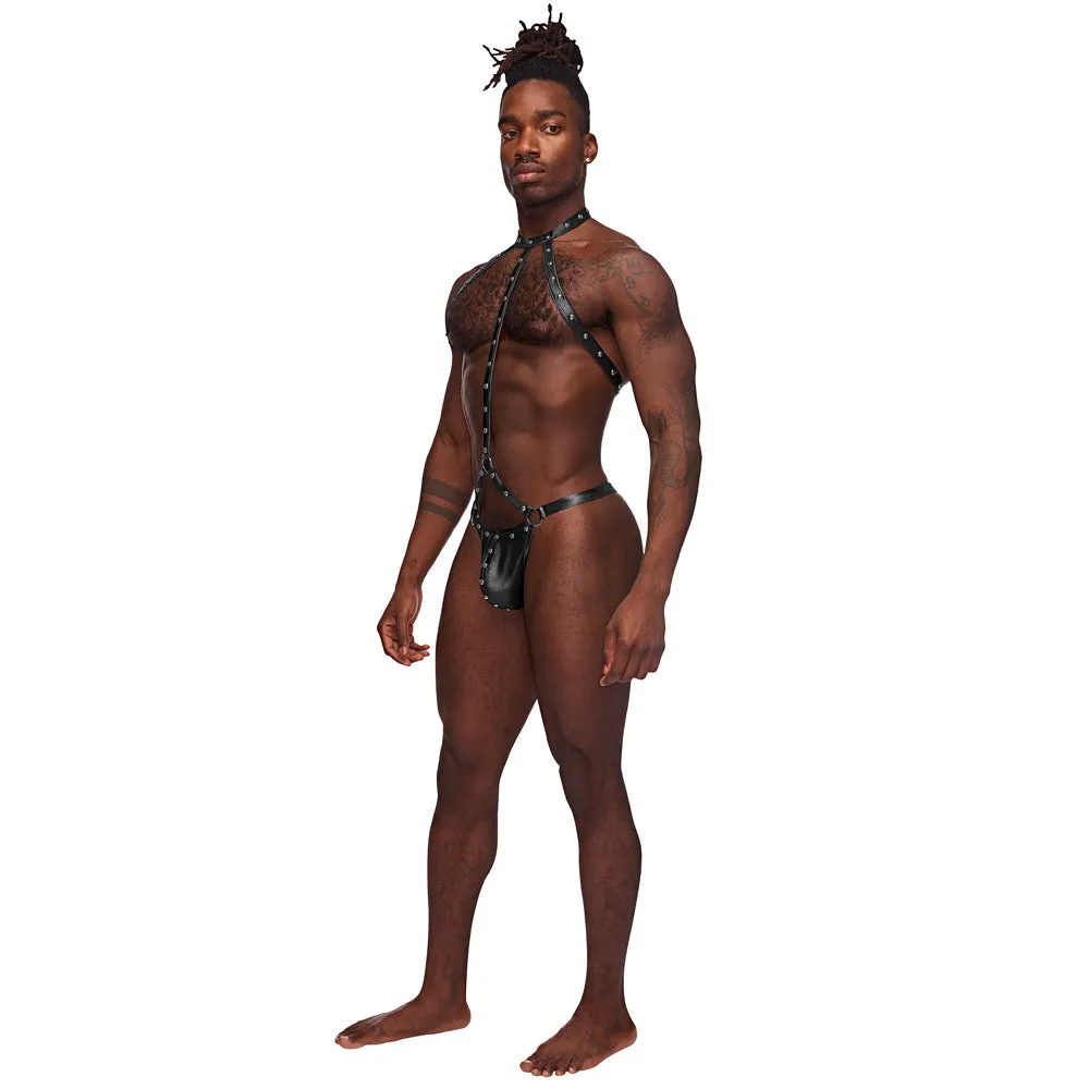 Male Power Fetish Gladiator Wet Look Studded Thong Harness