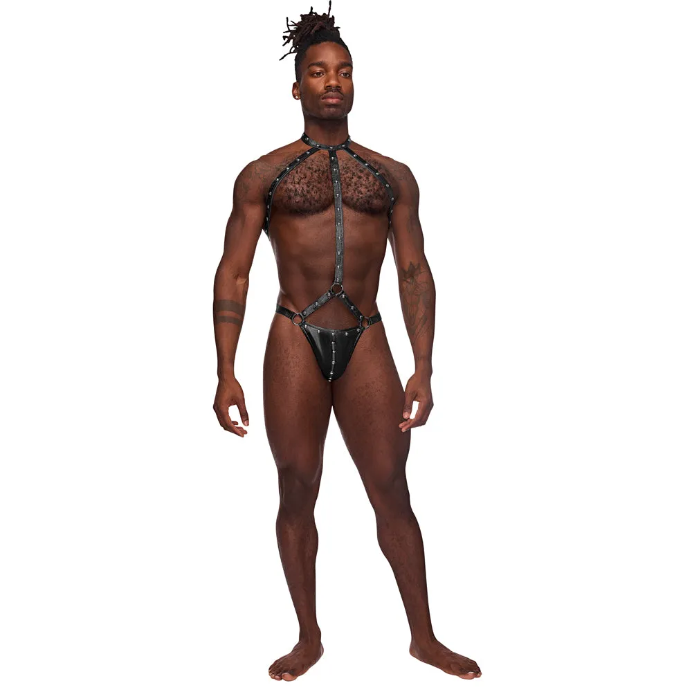 Male Power Fetish Gladiator Wet Look Studded Thong Harness