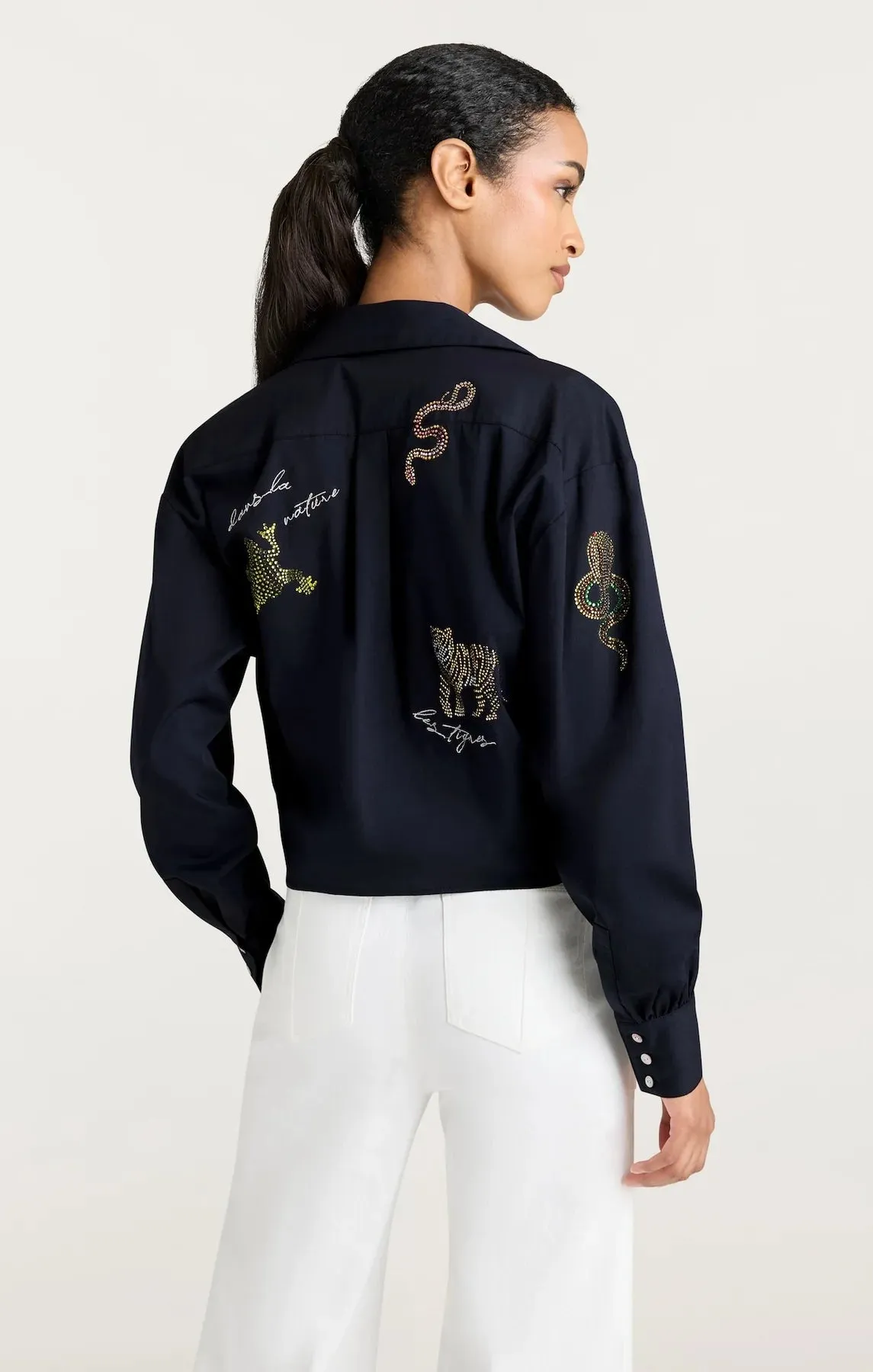 Mariana Jungle Heatset Blouse - Navy