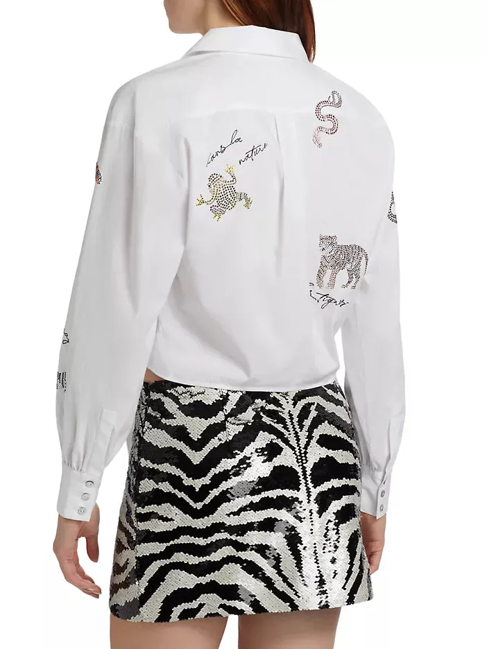 Mariana Jungle Heatset Blouse - White