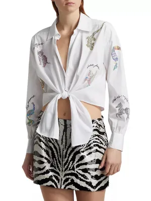 Mariana Jungle Heatset Blouse - White
