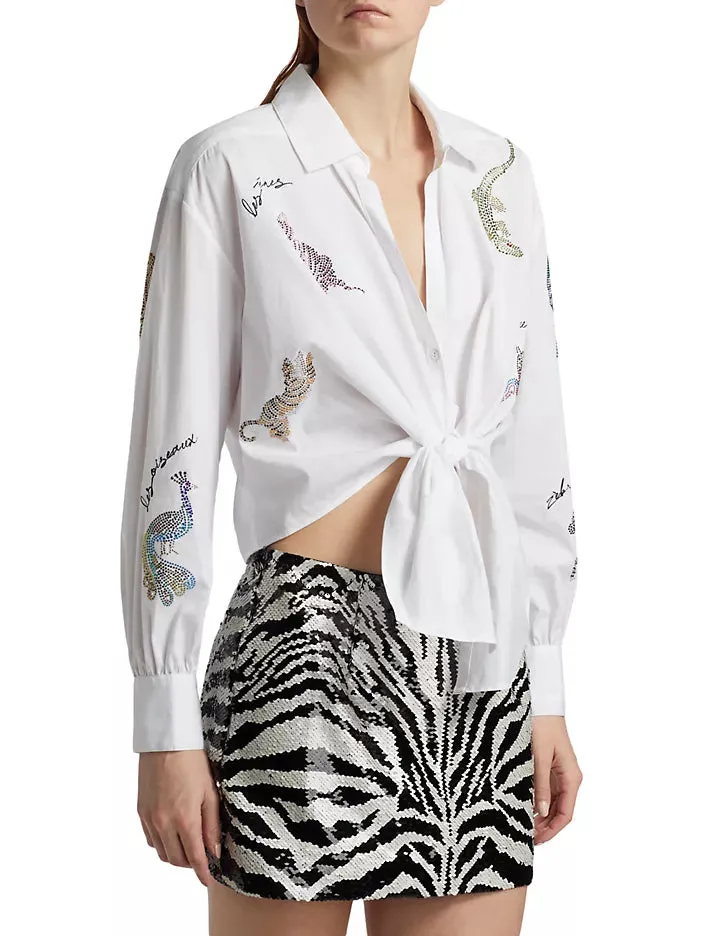 Mariana Jungle Heatset Blouse - White