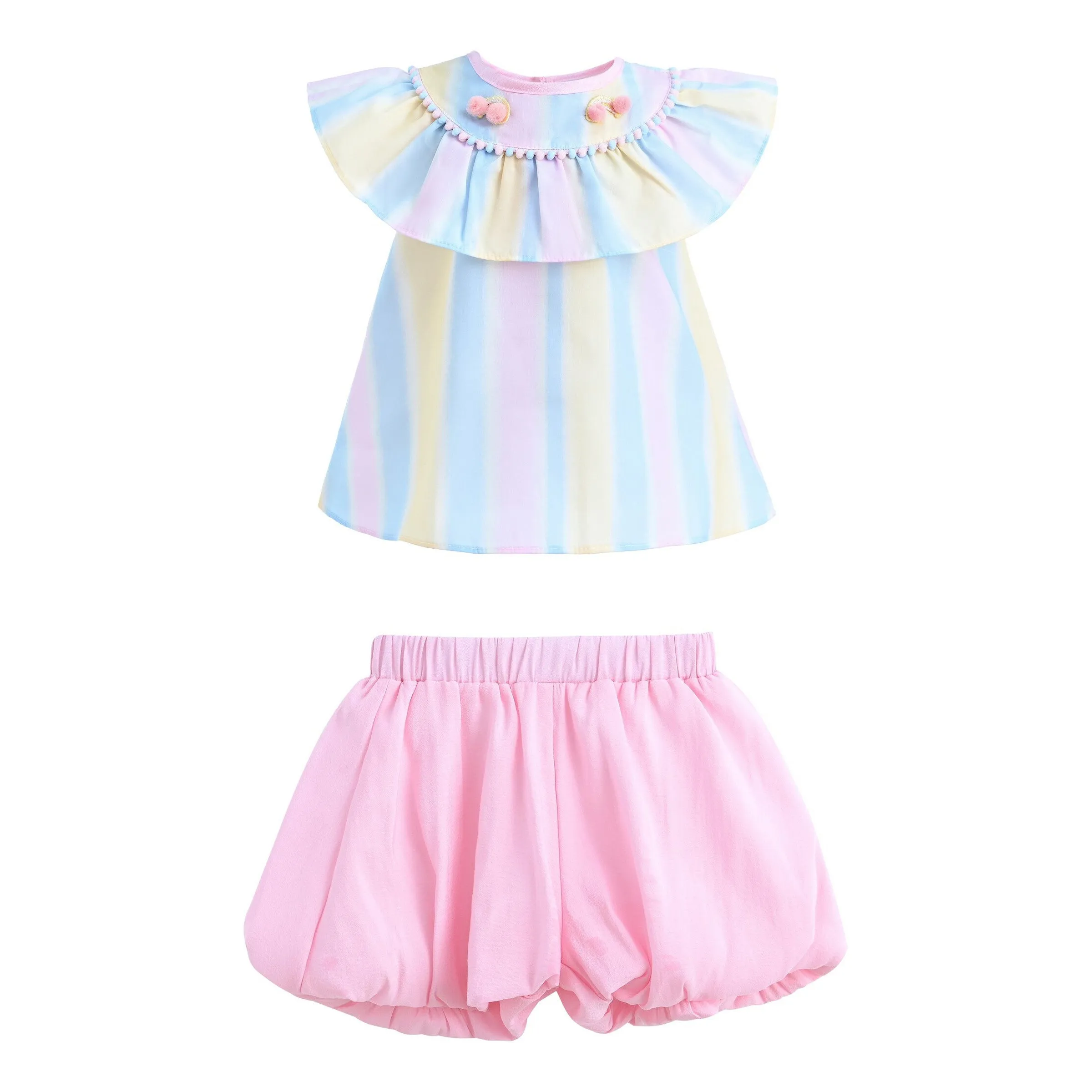 Multicolor Rainbow Striped Ruffle Outfit