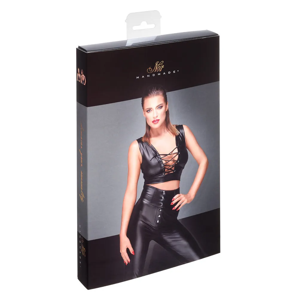Noir Handmade Powerwetlook Corset Lacing Crop Top