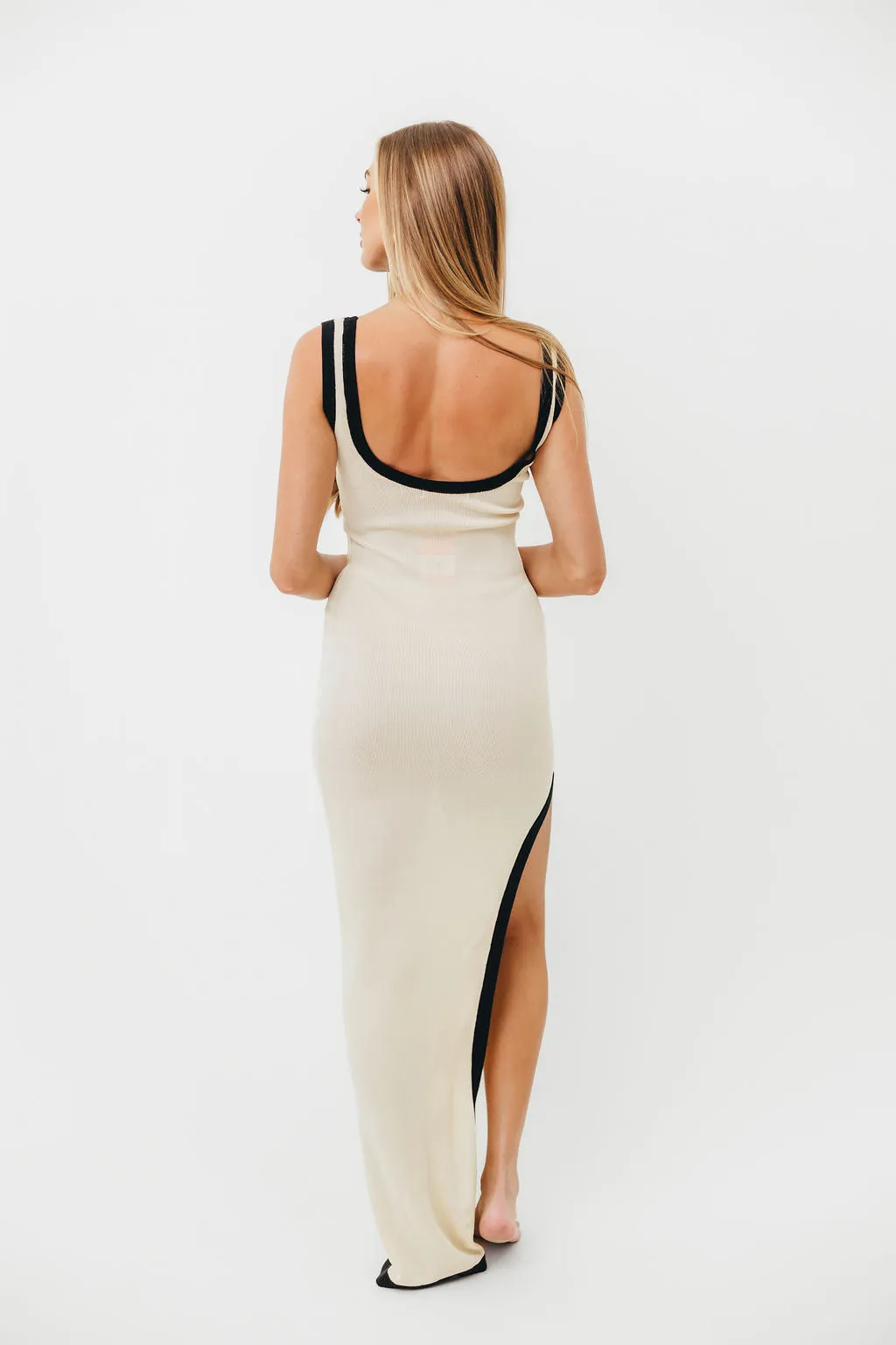 Odora Knit Dress in Cream Black