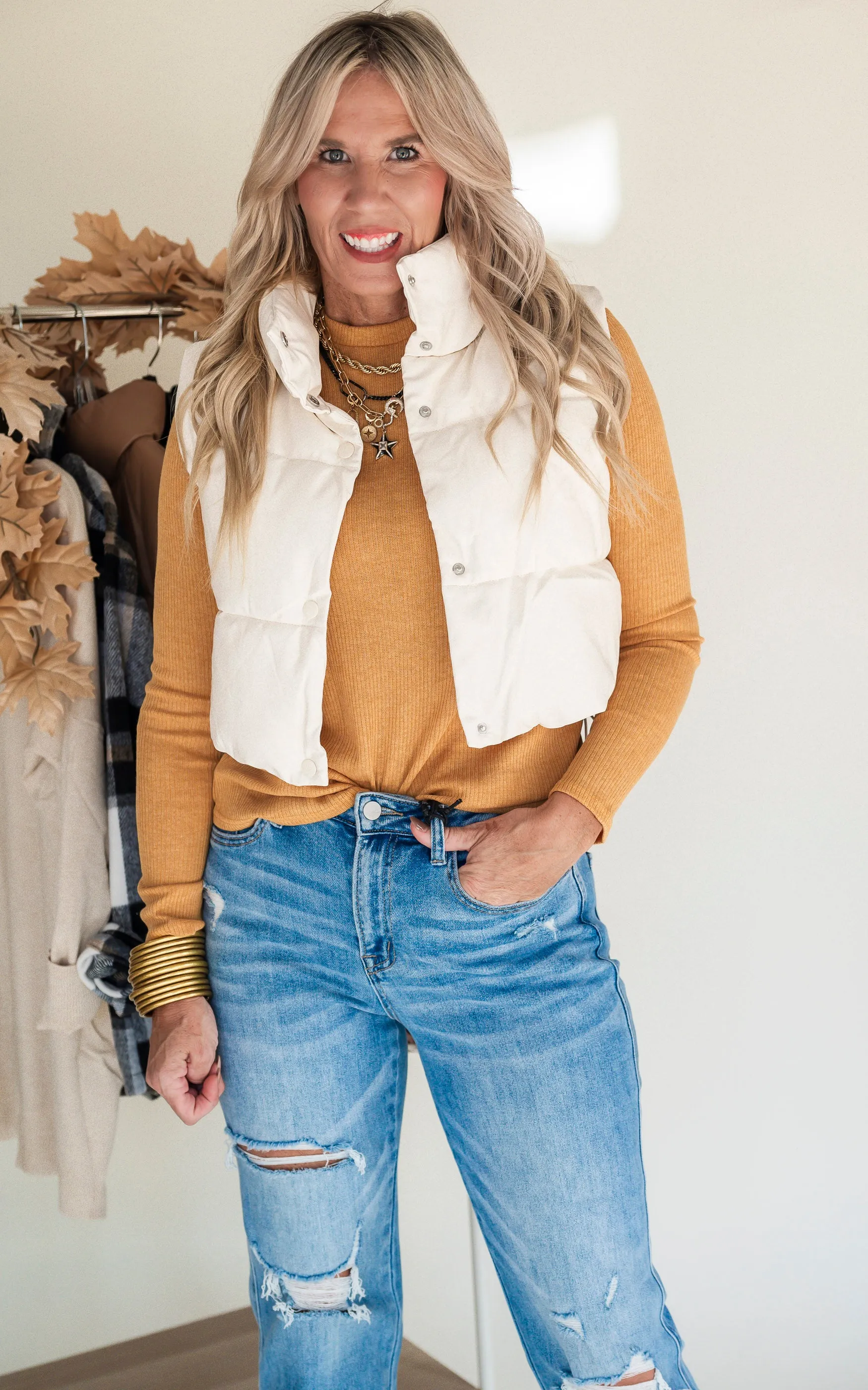 Olivia Cropped Faux Leather Puffer Vest - Final Sale