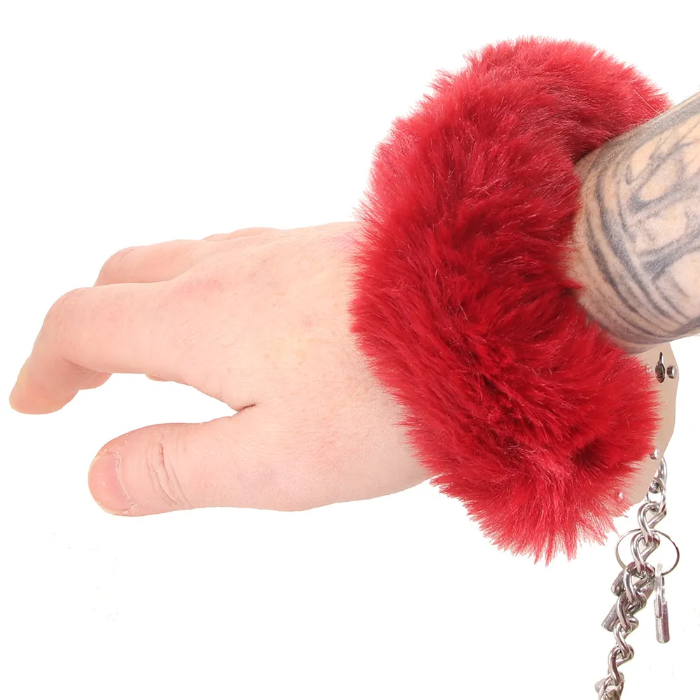 Ouch! Heavy Duty Fluffy Cuffs in Burgundy