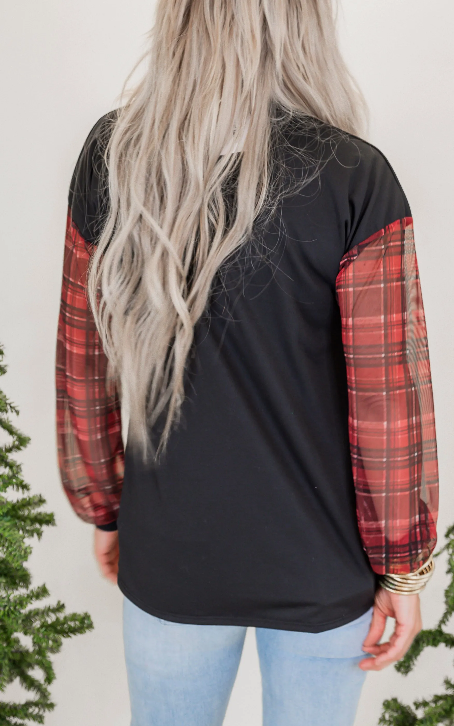 Plaid Noel Long Sleeve Top- Final Sale**